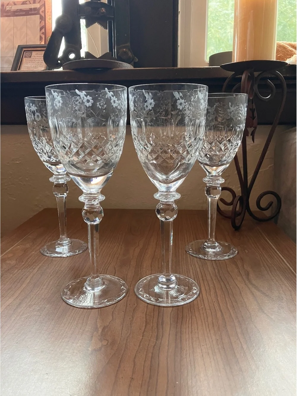 Set of 4 Vintage Etched Crystal Wine Glasses [COPY]